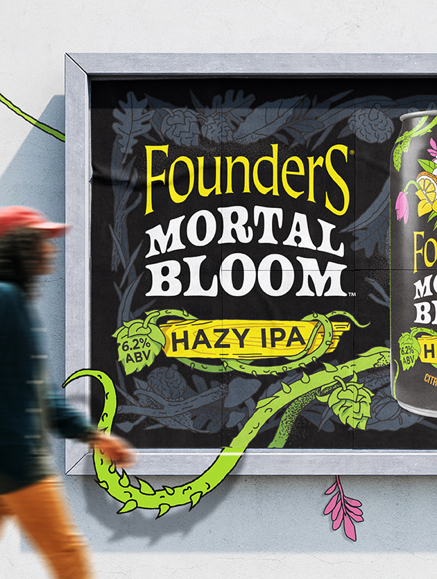 Founder Brewing Mortal Bloom Hazy IPA billboard.