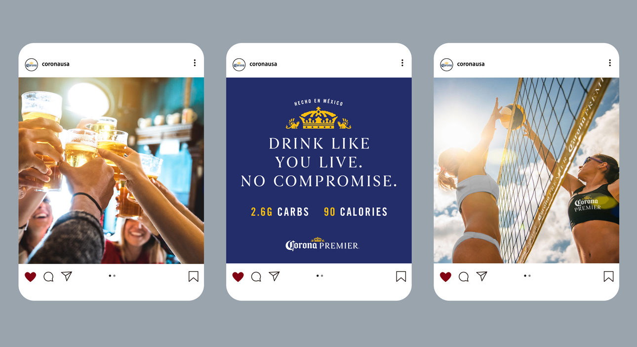 Corona Premier social media posts.