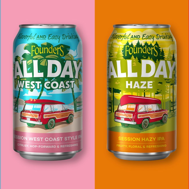 Founders Brewing All Day IPA can packaging.