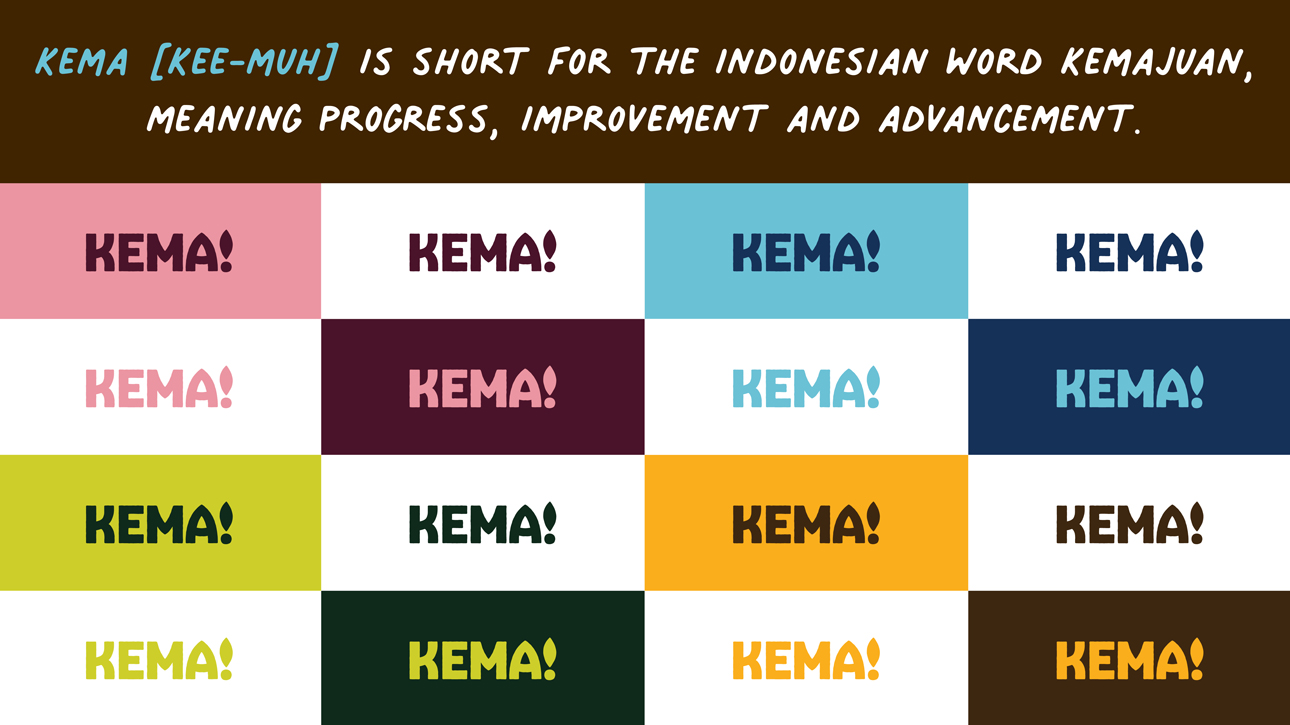 The Kema logo in various colors.