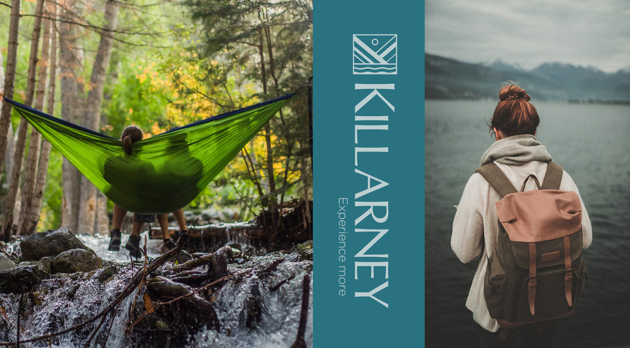 Killarney exploration lifestyle photos with blue banner.