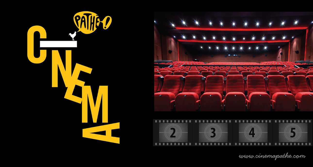 Pathe cinema graphic with a photo of a cinema.