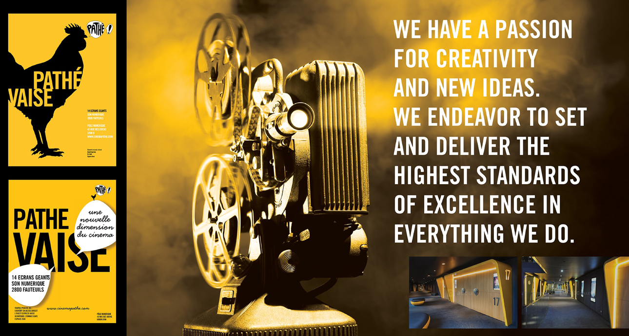 Pathe graphic posters and mission statement.