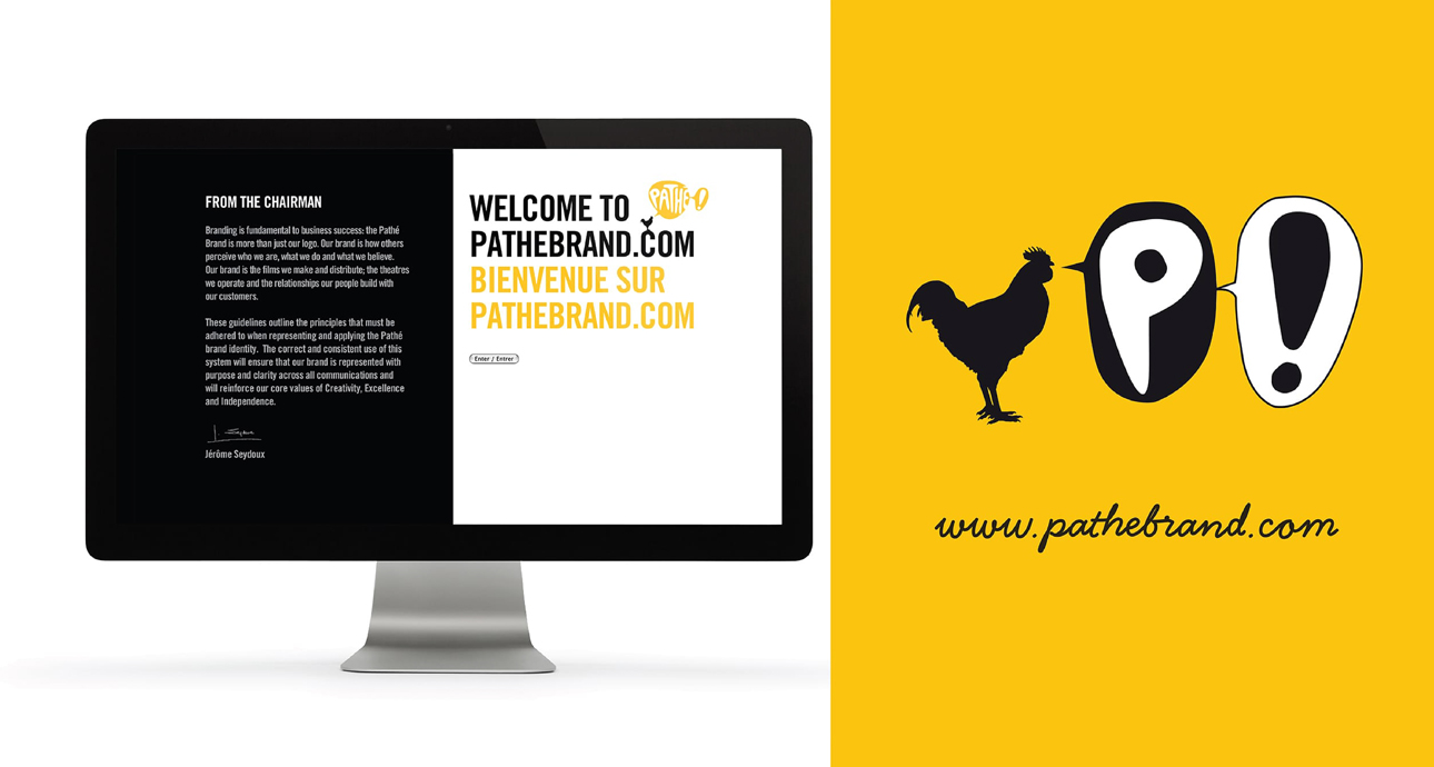 Pathe website landing page and iconography.