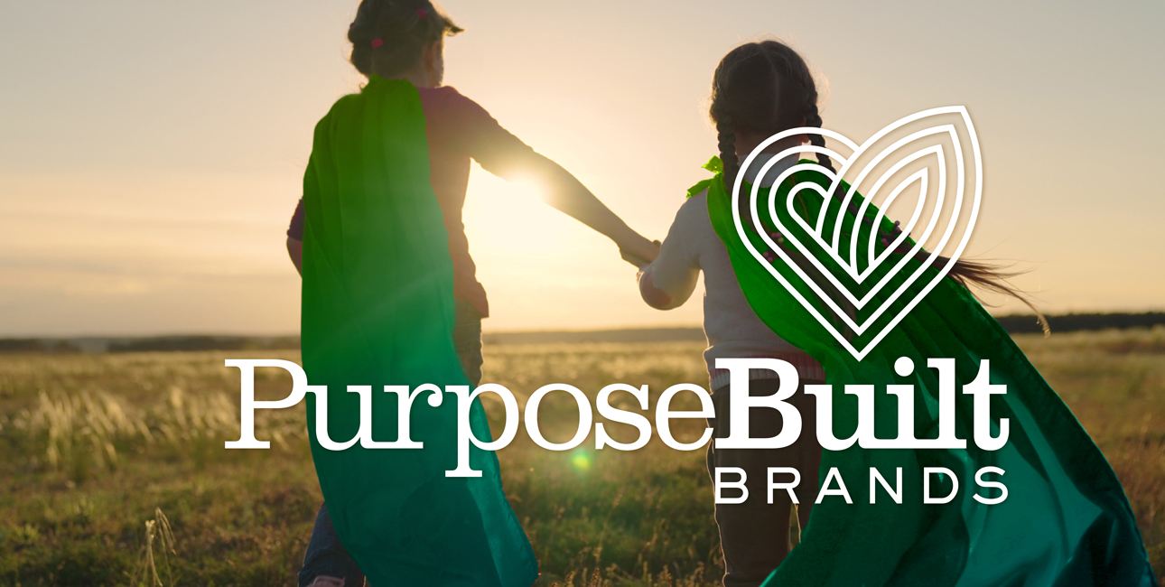 PurposeBuilt Brands logo lock-up on a lifestyle photo.