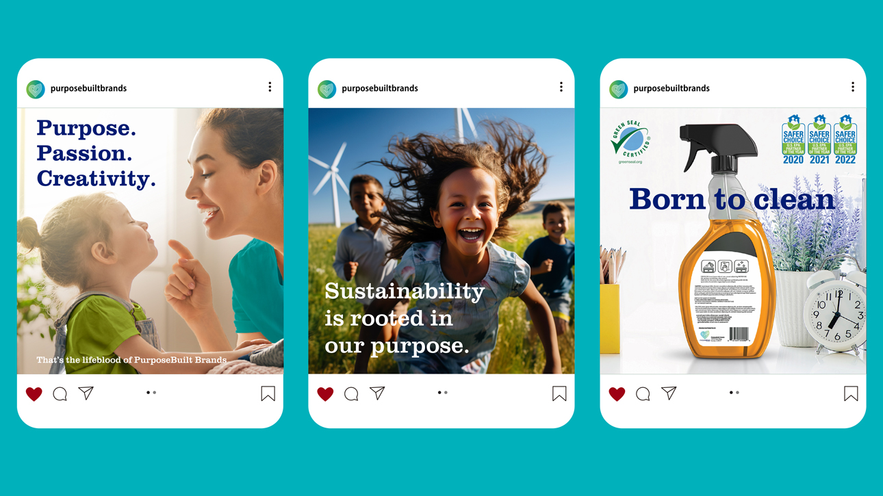 PurposeBuilt Brands social media posts.
