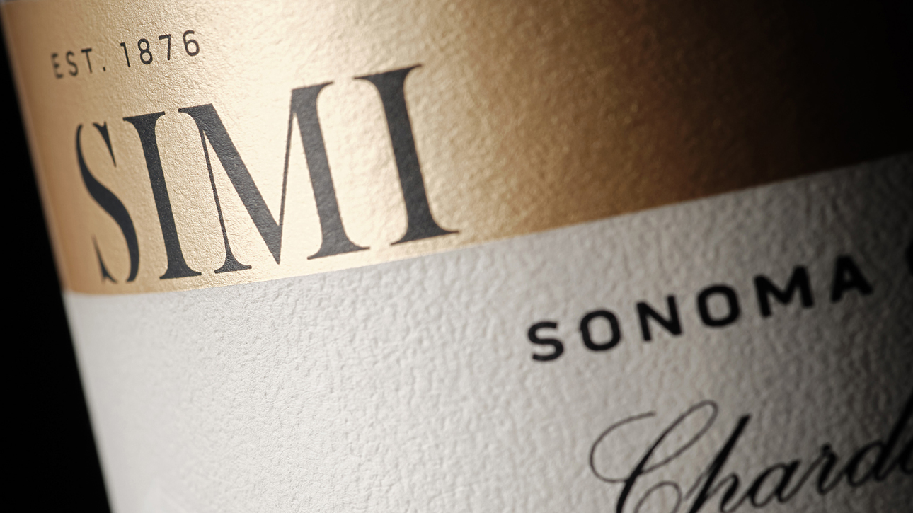 Simi Winery Chardonnay label close-up.