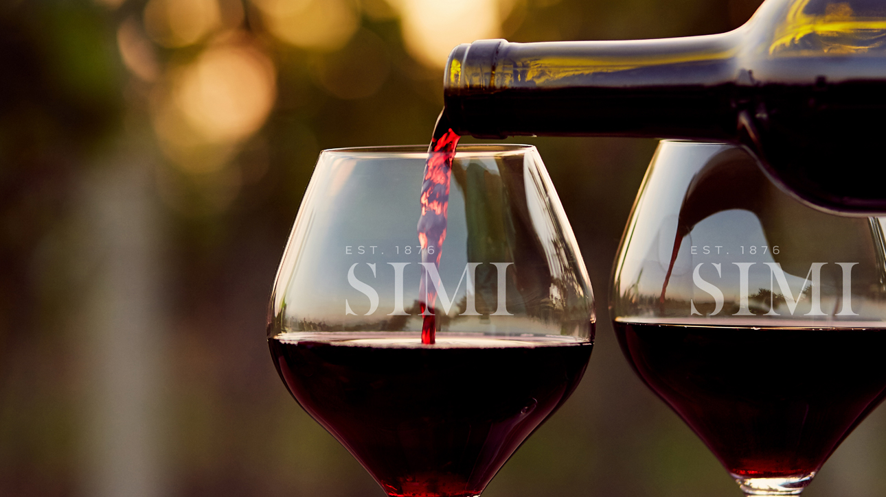 Simi Winery red wine glass pour.