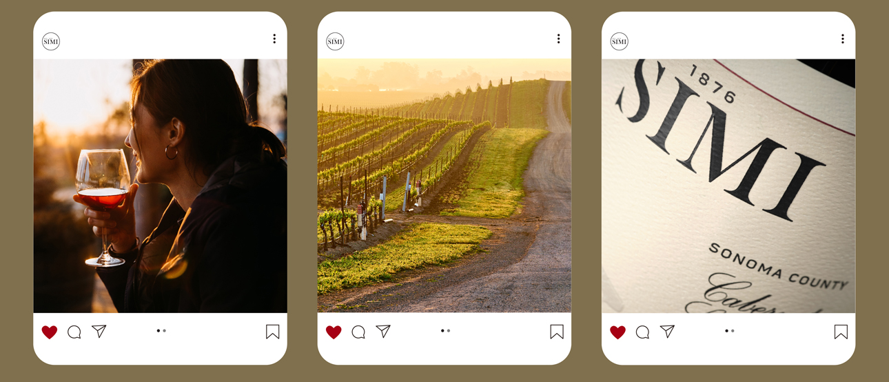 Simi Winery social media posts.