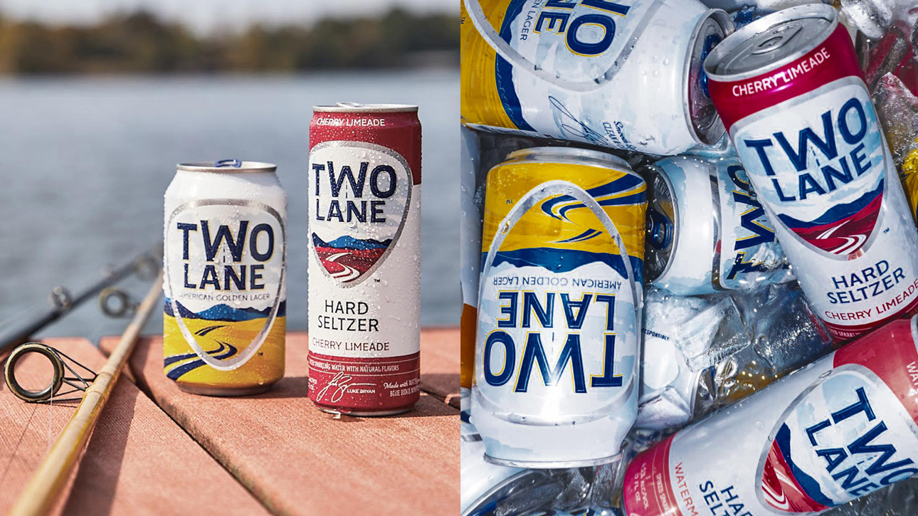 Two Lane beer can next to the seltzer.