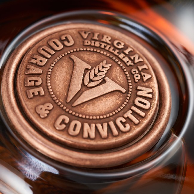 Virginia Distillery Co Courage & Conviction metal seal.