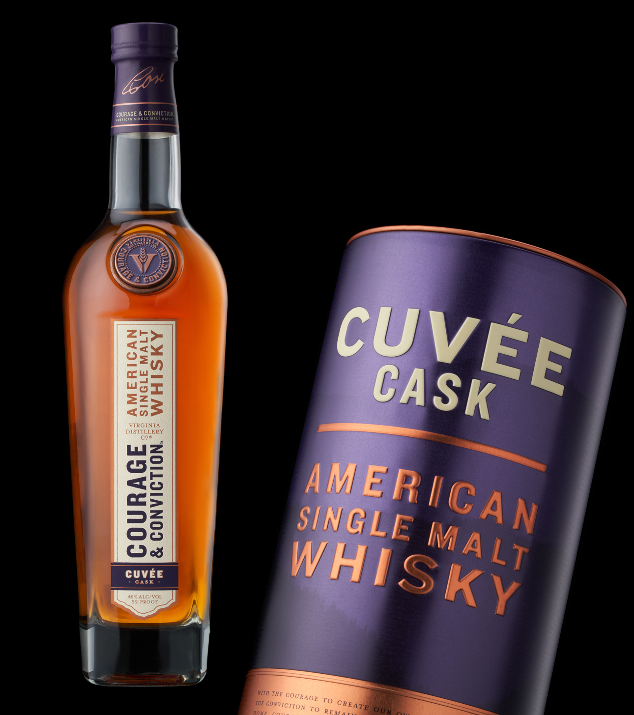 Virginia Distillery Co Courage & Conviction Cuvee Cask bottle and capsule.