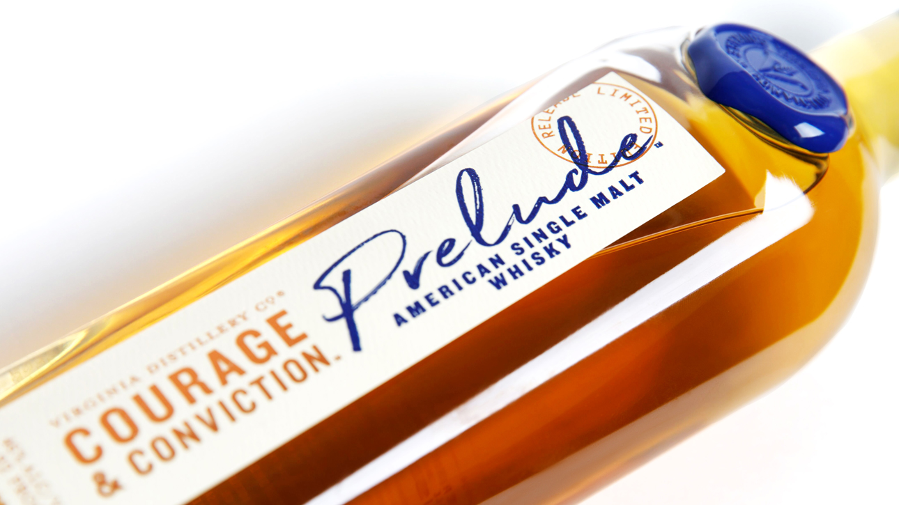 Virginia Distillery Co Courage & Conviction Prelude bottle label.
