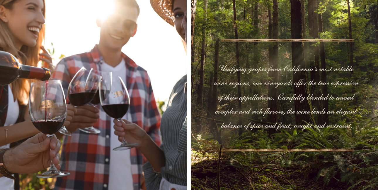 Meiomi wine lifestyle photo of people drinking wine and a quote.