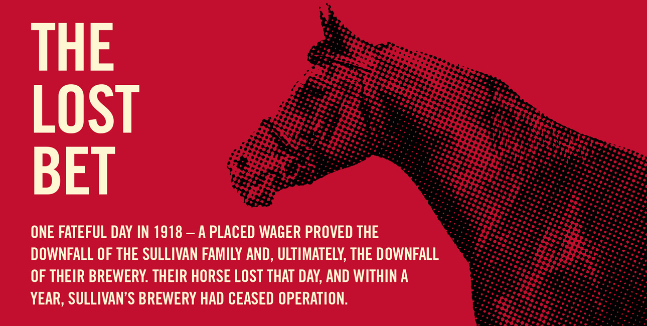 Sullivan's Brewing Company headline, The Lost Bet, with a horse illustration.
