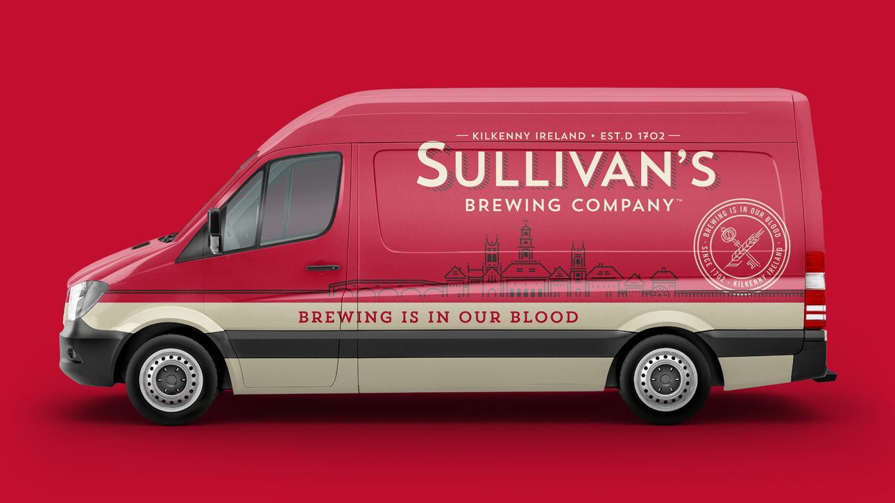 Sullivan's Brewing Company graphics on a van.